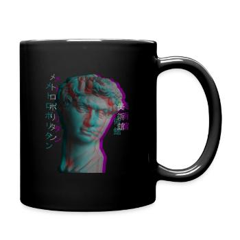 Ancient Greek Sculpture Vaporwave Statue Head - Full Colour Mug - black - Right