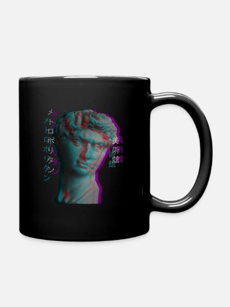Ancienne sculpture grecque Vaporwave statue tête - Mug uni - noir