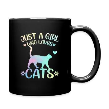 Just A Girl Who Loves Cats Cat Girl - Full Colour Mug - black - Right
