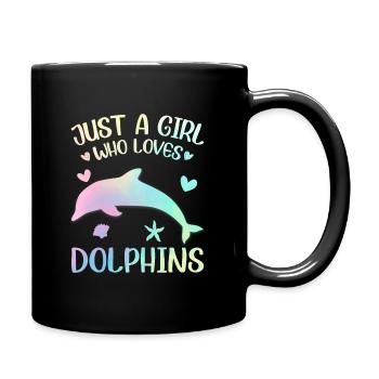 Une fille qui aime les dauphins - Mug uni - noir - Droite