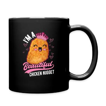 Cute Chicken Nugget Girl Foodie Queen - Full Colour Mug - black - Right