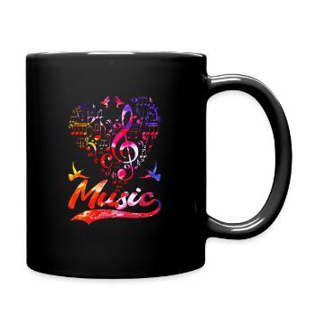 Bunte Musik Bassschlüssel Vogel Musiknoten - Tasse einfarbig - Schwarz - Rechts