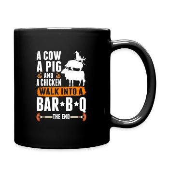 Sarkastischer Grill Fleisch Grillen Lustiges BBQ - Tasse einfarbig - Schwarz - Rechts