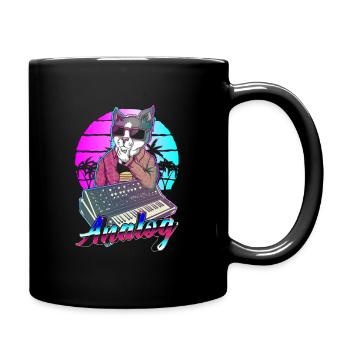 Synthesizer Vaporwave Cat Modular Analog - Full Colour Mug - black - Right