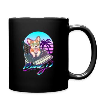 Synthesizer Vaporwave Corgi Hund Modular Analog - Tasse einfarbig - Schwarz - Rechts