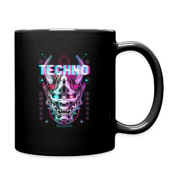 Techno Demon Glitch Électro Basse musique - Mug uni - noir - Droite