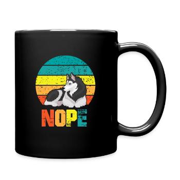Funny Dog Stubborn Husky Lazy Puppy - Full Colour Mug - black - Right