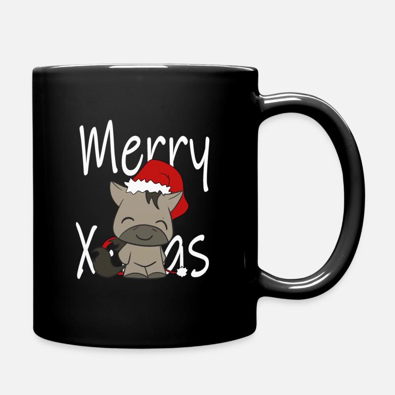 Cheval de Noël Kawaii Comic Riding Noël doux - Mug uni - noir