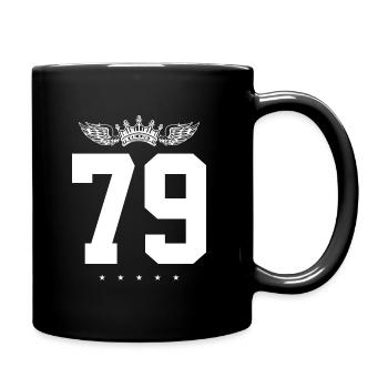 79 Zahl Krone - Tasse einfarbig - Schwarz - Rechts