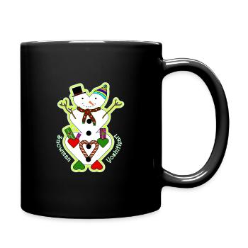 YoshiHeart Snowman - Herz Schneemann - Weihnachten - Tasse einfarbig - Schwarz - Rechts