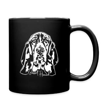 BASSET HOUND Hunde Portrait Hundeportrait Wilsigns - Tasse einfarbig - Schwarz - Rechts