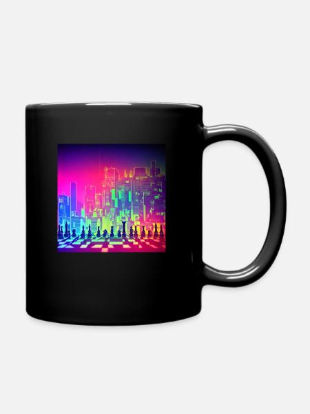 Neon Chess - Full Colour Mug - black