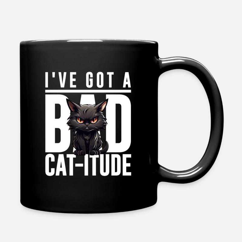 Funny Cat Bad Black Cat - Bad Cat-itude Design - Tasse einfarbig - Schwarz