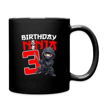Kids Birthday Ninja Shirt - 3 Year Old Ninja Birth - Tasse einfarbig - Schwarz - Rechts