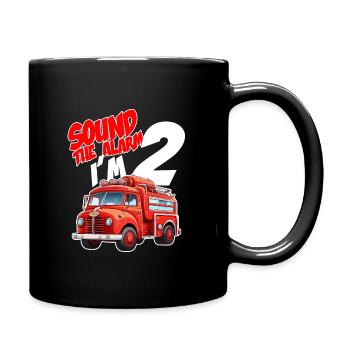 Kids Fire Truck 2 Year Old Firefighter Birthday - Tasse einfarbig - Schwarz - Rechts