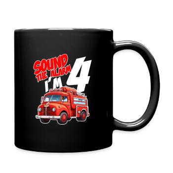 Kids Fire Truck 4 Year Old Firefighter Birthday - Tasse einfarbig - Schwarz - Rechts