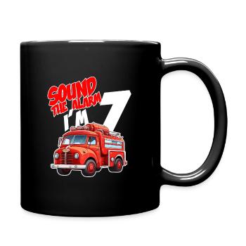 Kids Fire Truck 7 Year Old Firefighter Birthday - Tasse einfarbig - Schwarz - Rechts
