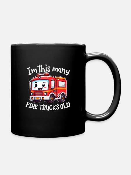 Camion de pompiers mignon - Je suis autant de camions de pompiers vieux - Mug uni - noir