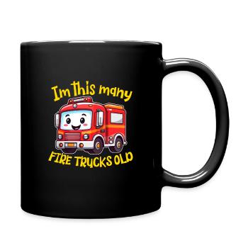 Camion de pompiers mignon - Je suis autant de camions de pompiers vieux - Mug uni - noir - Droite