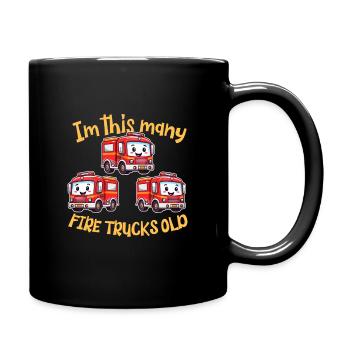 Camion de pompiers mignon - Je suis autant de camions de pompiers vieux - Mug uni - noir - Droite