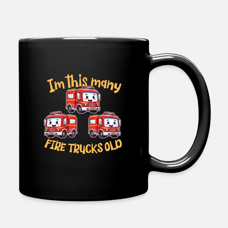 Süsses Feuerwehrauto - Im this many Firetrucks old - Tasse einfarbig - Schwarz