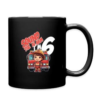 Kids Firefighter 5 Year Old Birthday Boy Theme - Tasse einfarbig - Schwarz - Rechts