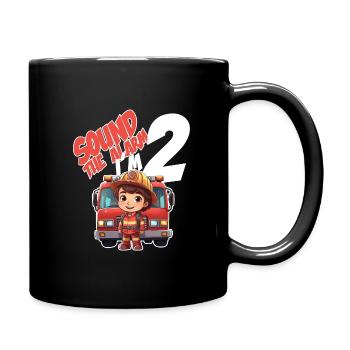 Thème de garçon d’anniversaire de pompier pour enfants de 2 ans - Mug uni - noir - Droite