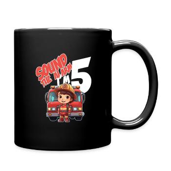 Thème de garçon d’anniversaire de pompier pour enfants de 5 ans - Mug uni - noir - Droite