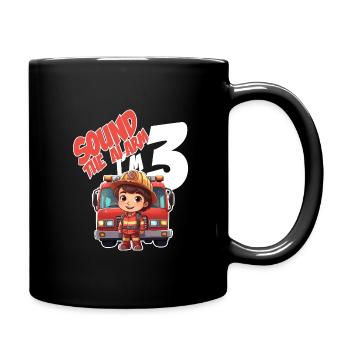 Kids Firefighter 3 Year Old Birthday Boy Theme - Tasse einfarbig - Schwarz - Rechts