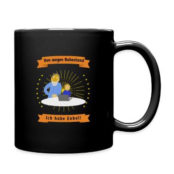 Rentner und Enkel am Computer - Tasse einfarbig - Schwarz - Rechts