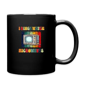 Lustiges TV -Mikrowelle T -Shirt Vintage Retro - Tasse einfarbig - Schwarz - Rechts