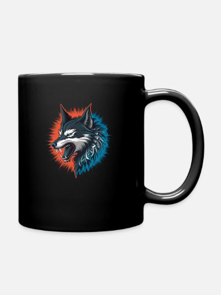 wolf and moon - Tasse einfarbig - Schwarz