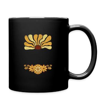 Retro Vibes Flower Power - Tasse einfarbig - Schwarz - Rechts