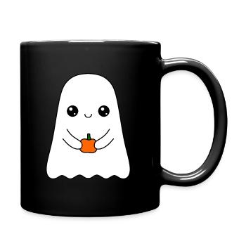 süßes Gespenst mit Kürbis - Tasse einfarbig - Schwarz - Rechts
