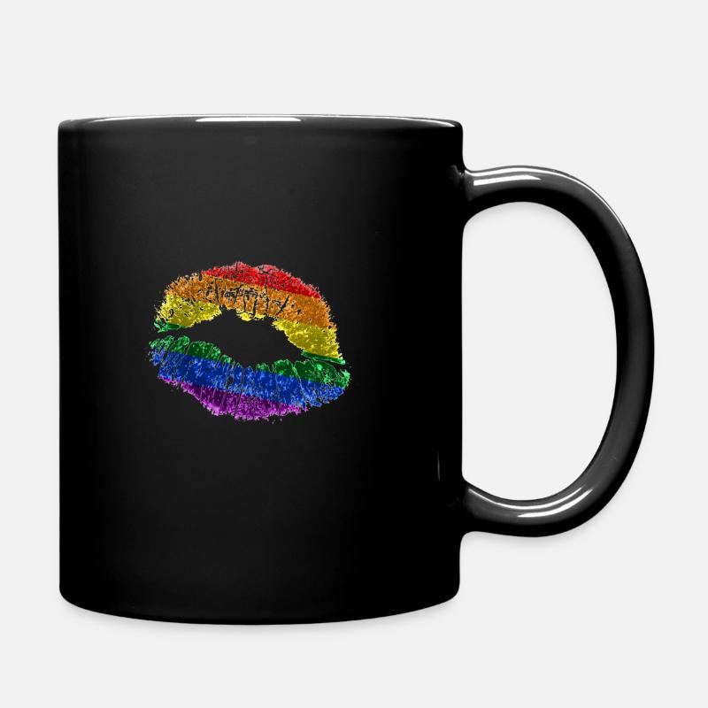 Kussmund mit Regenbogenfahne - Mug uni - noir