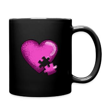 Heart Puzzle Love You Jigsaw Sweet Adore Gift - Full Colour Mug - black - Right