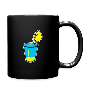 Glass Drink Lemon Fruits Healthyfood Snack Gift - Full Colour Mug - black - Right