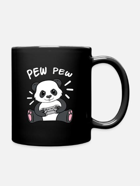Pew Pew Panda - Tasse einfarbig - Schwarz