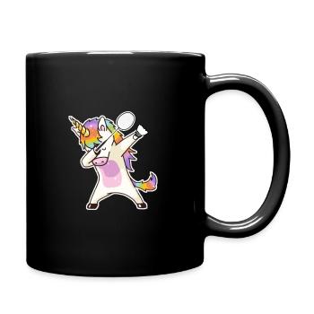 Badminton Einhorn Shuttlecock Schläger Spiele Geschenk - Tasse einfarbig - Schwarz - Rechts
