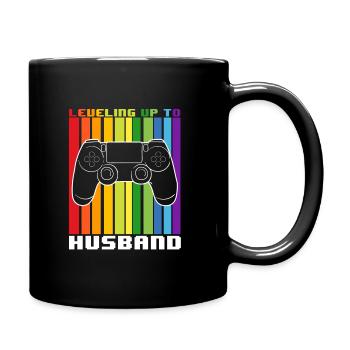 Leveling Up To Husband - Full Colour Mug - black - Right