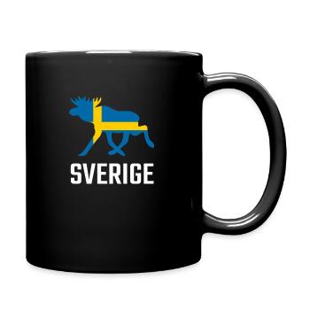 Schweden Sverige Elch Flagge für Urlaub & Reise - Tasse einfarbig - Schwarz - Rechts