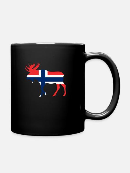 Norge Elch / Norwegen Flagge Urlaub Reise Geschenk - Tasse einfarbig - Schwarz
