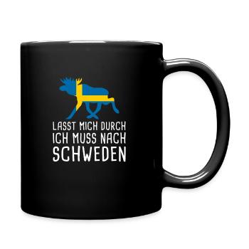 Lasst Mich Durch Schweden Sverige Elch Urlaub - Tasse einfarbig - Schwarz - Rechts