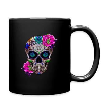 Sugar Skull Day Of The Dead Gift - Full Colour Mug - black - Right