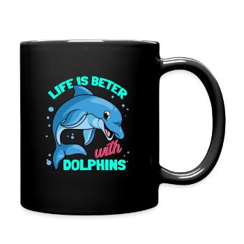 La vie est meilleure avec les dauphins Dolphin Dolphin - Mug uni - noir - Droite