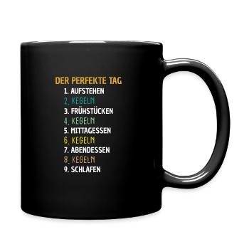 Kegeln Bowling Geschenk - Tasse einfarbig - Schwarz - Rechts