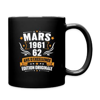 Vintage Cadeau Mars 1961, 62 Ans Anniversaire - Mug uni - noir - Droite