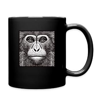 Singe portrait noir et blanc - Mug uni - noir - Droite