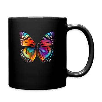 Colorful Butterfly Design - Full Colour Mug - black - Right