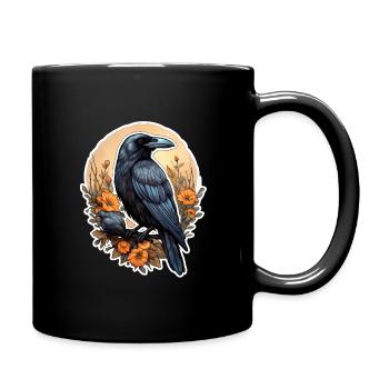 Rabe Herbst Halloween - Tasse einfarbig - Schwarz - Rechts